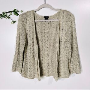 Kenzie Cream Oatmeal Open Cardigan Sweater Braided Tassels
